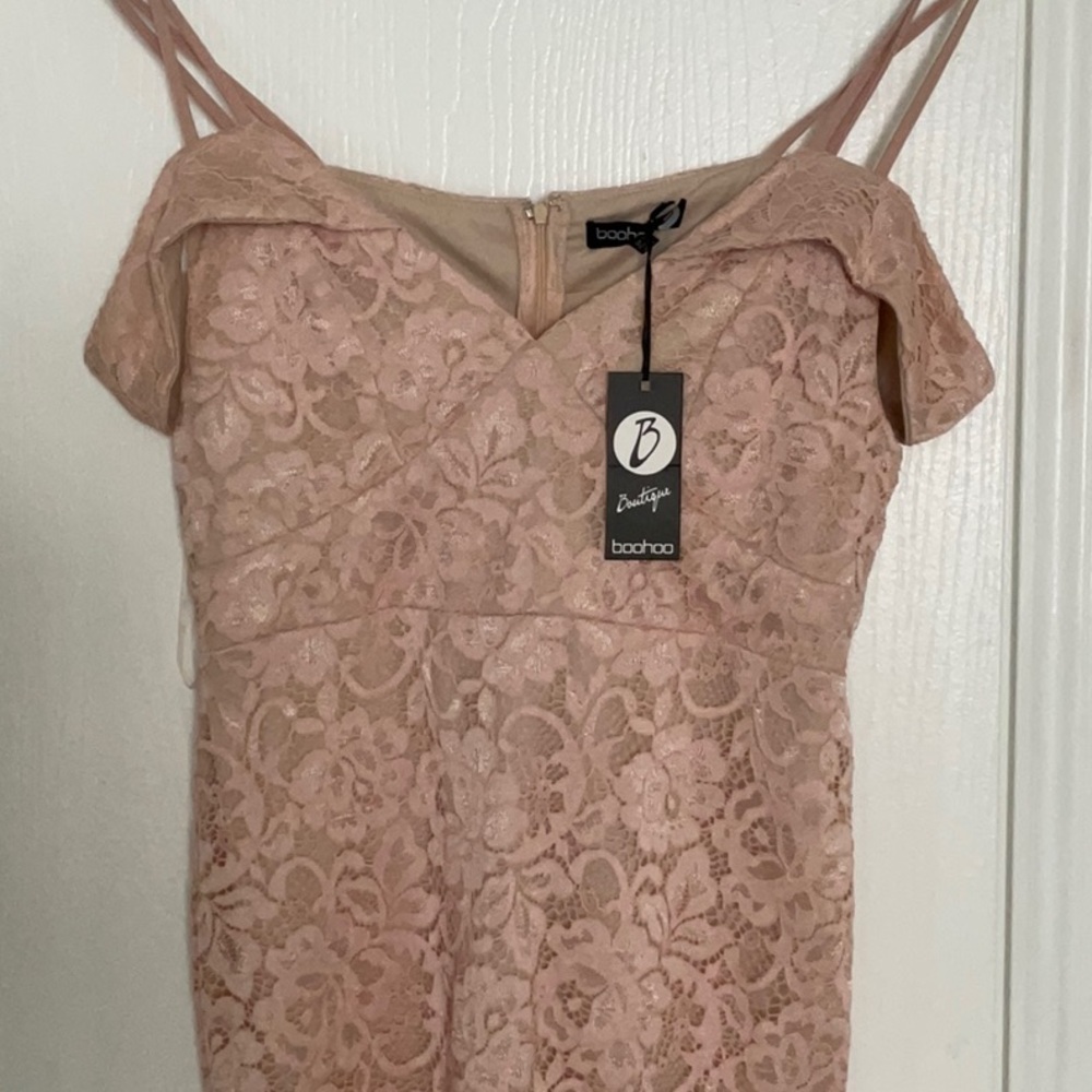 New Boohoo Lace Cold Shoulder Rate Hem Midi Dress